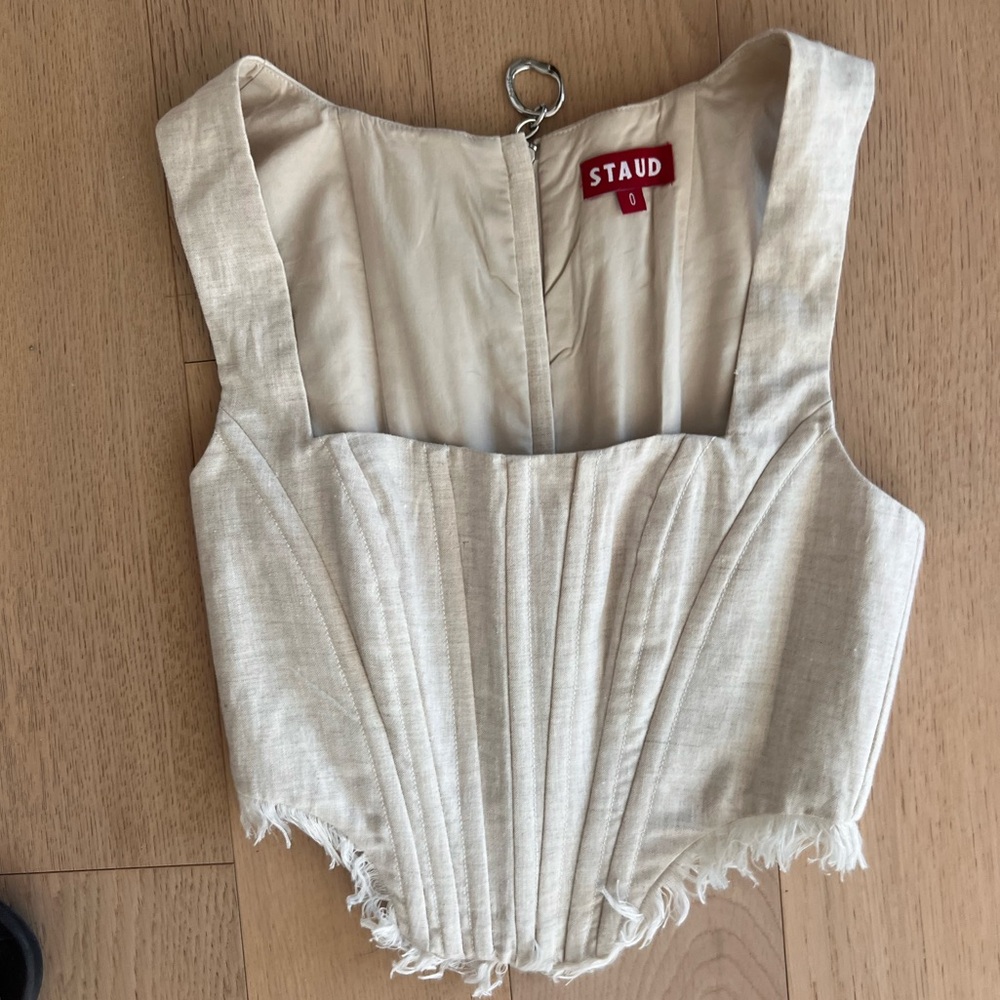 Staud linen crop top